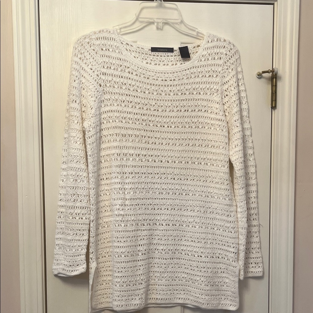 Crochet Openwork White Sweater